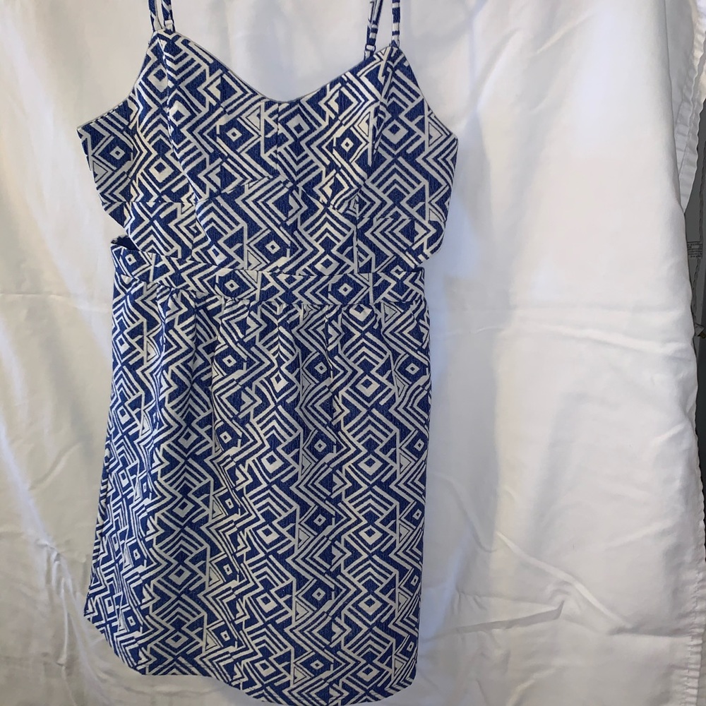 Blue Patterned Dress with slits